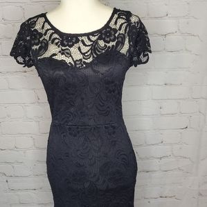 Ambiance Black Floral Lace Dress